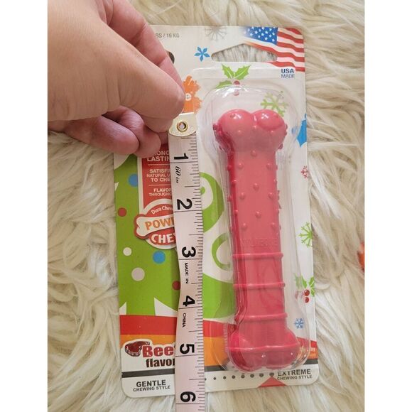 Nylabone Power Chew Holiday Bone Chew Toy (1 count) Beef Medium (Up to 35 Lbs) - Picture 5 of 5